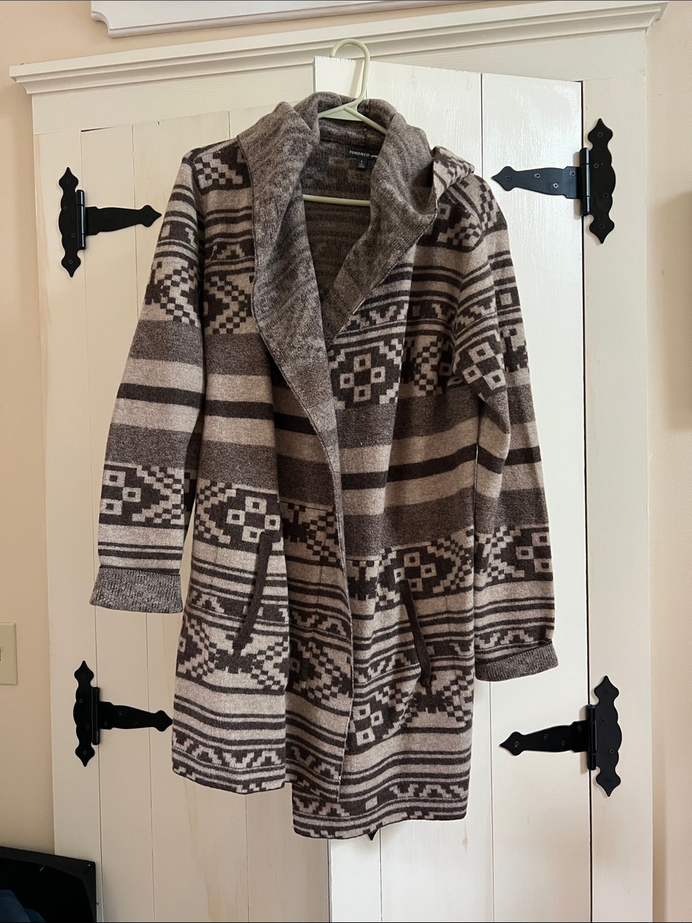 Toad&Co Brown and Cream Hooded Patterned Cardigan